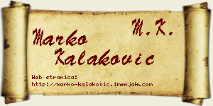 Marko Kalaković vizit kartica